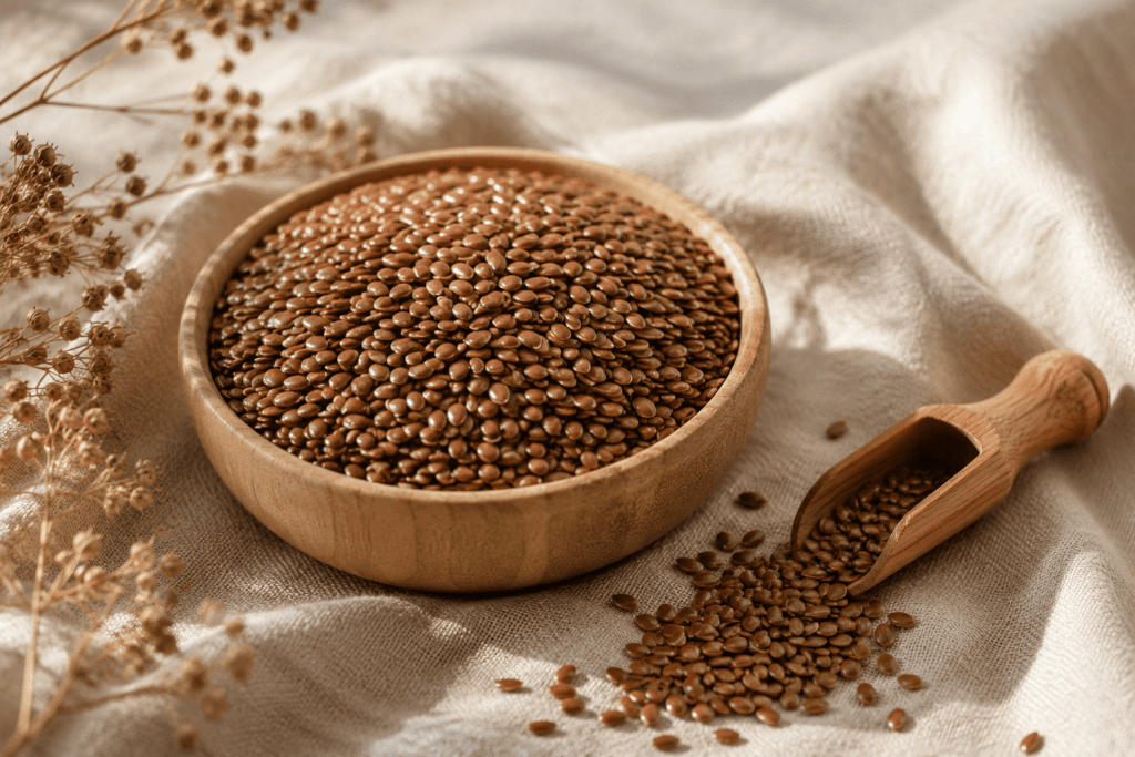 Graines de lin naturelles utilisées dans les produits chauffants Naturaciel