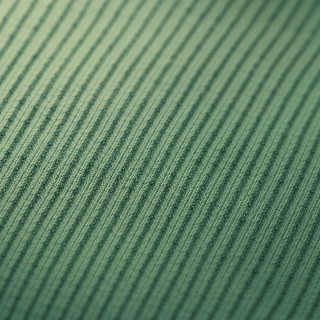 Gros plan du tissu vert en coton Oeko-Tex utilisé sur les produits Naturaciel